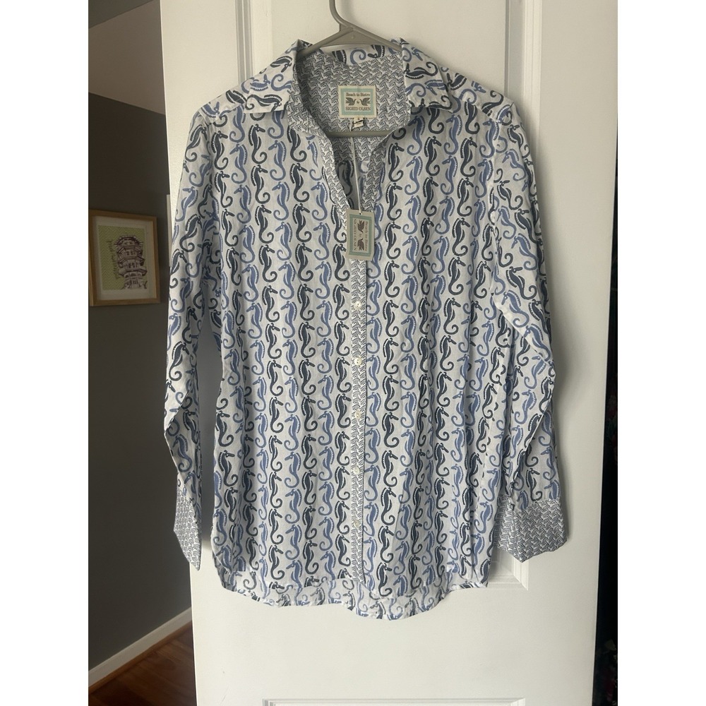 NWT SIGRID OLSEN Beach to Bistro Artisan Shirt Size Small Seahorse Button Up